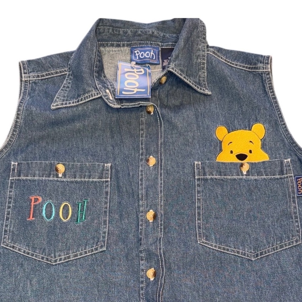 Vintage Disneyโ Jerry Leigh Winnie the Pooh Denim Sleeveless Top Medium 90s NOS
